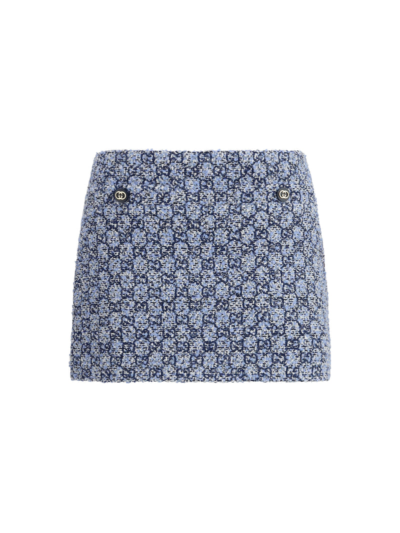 Gucci Gucci GG Tweed Skirt Blue Women - World Class Fashion