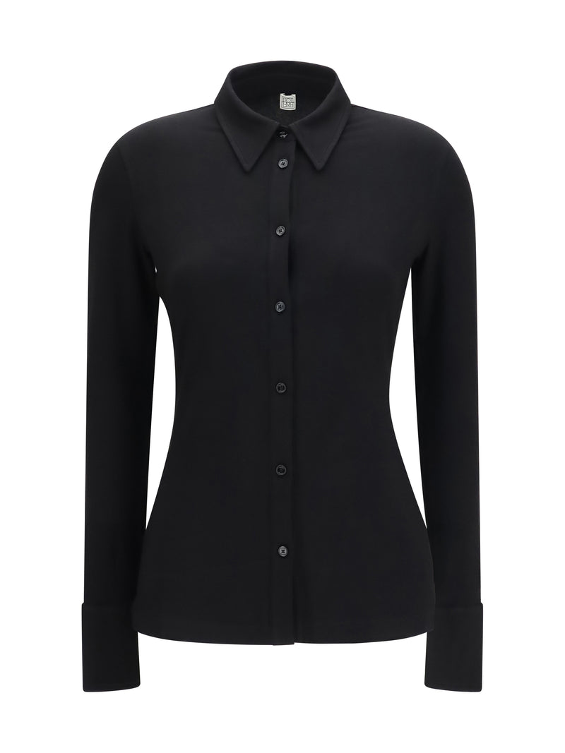 Toteme Toteme Viscose Shirt With High Cuffs Black - World Class Fashion