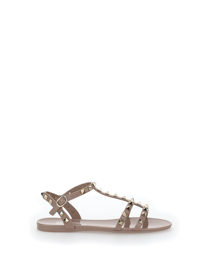Valentino Garavani Valentino Garavani Rubber Rockstud Sandals Poudre - World Class Fashion