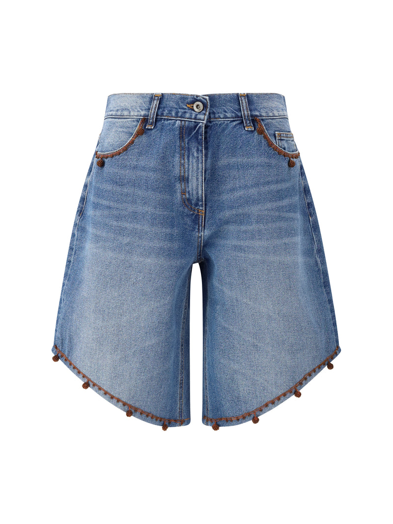 Ella Ella Bermuda Shorts Embroidered Edges Denim Women - World Class Fashion
