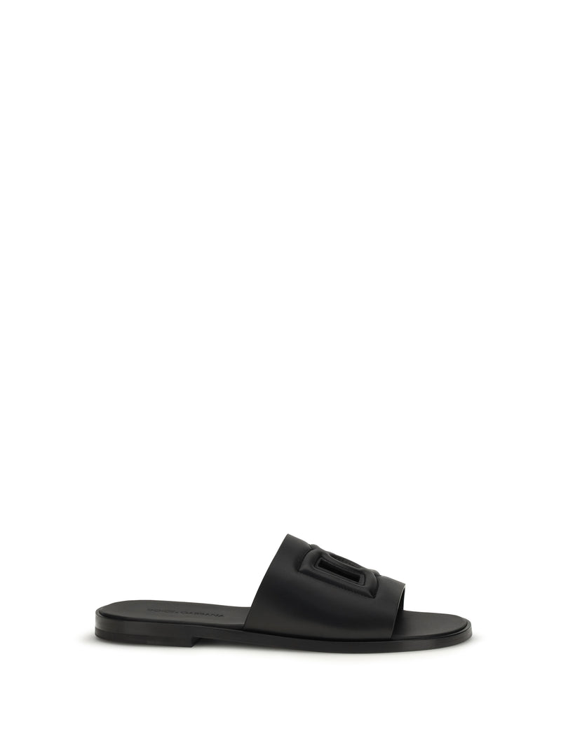Dolce & Gabbana Dolce & Gabbana Embossed Logo Sandals Nero Men - World Class Fashion