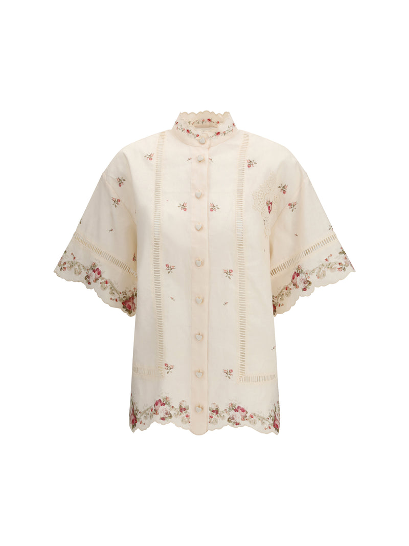 Zimmermann Zimmermann Patience Shirt Cream-Pinkrose - World Class Fashion