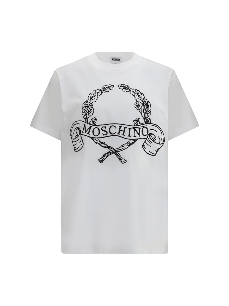 Moschino Moschino Maxi Laurel Crown Embroidery T-shirt White - World Class Fashion