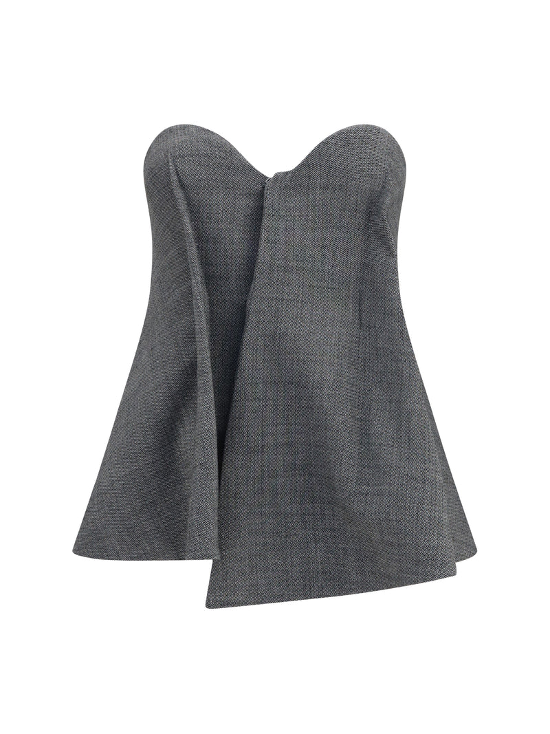 Magda Butrym Magda Butrym Asymmetrical Wool Corset Grey - World Class Fashion