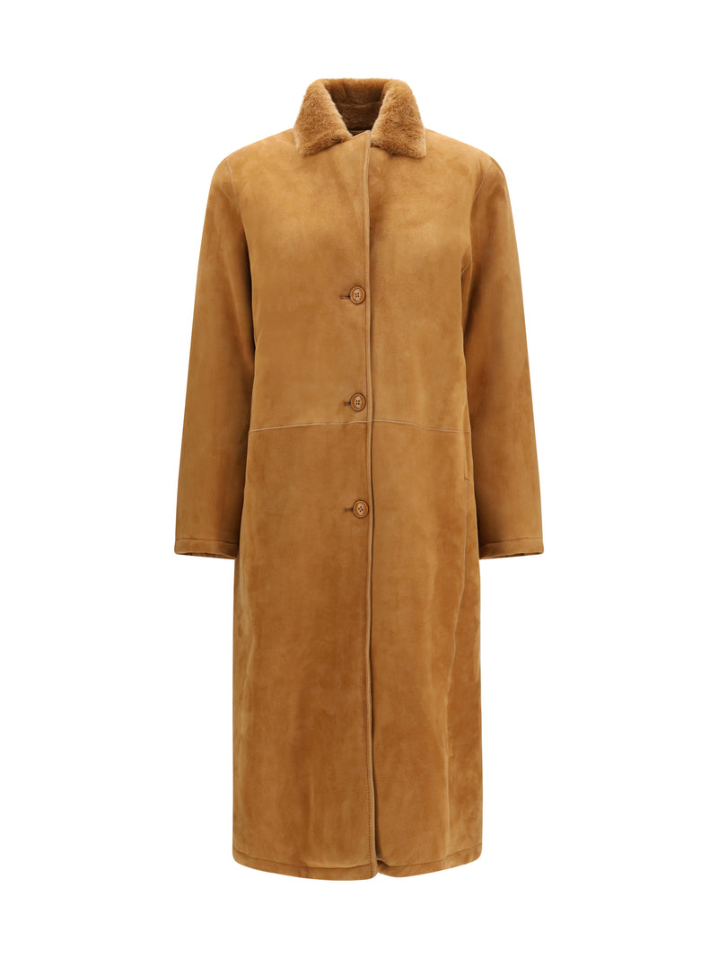 Sword 6.6.44 Sword 6.6.44 Leather Shearling Coat Camel - World Class Fashion