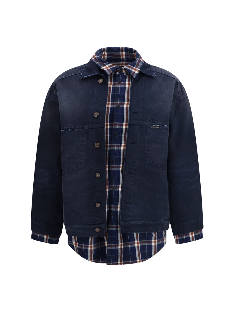 Balenciaga Balenciaga Patched Shirt Jacket Navy/Dirty Dark Blue - World Class Fashion