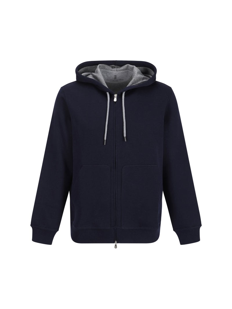 Brunello Cucinelli Brunello Cucinelli Monochrome Hoodie Cobalto - World Class Fashion