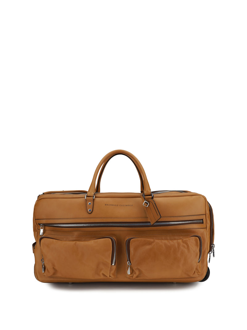 Brunello Cucinelli Brunello Cucinelli Leather Trolley Travel Bag Naturale - World Class Fashion