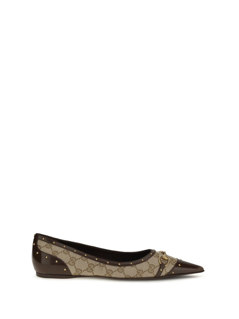 Gucci Bailarinas Gucci Savoy Beige/Marrón/Dorado para mujer - World Class Fashion