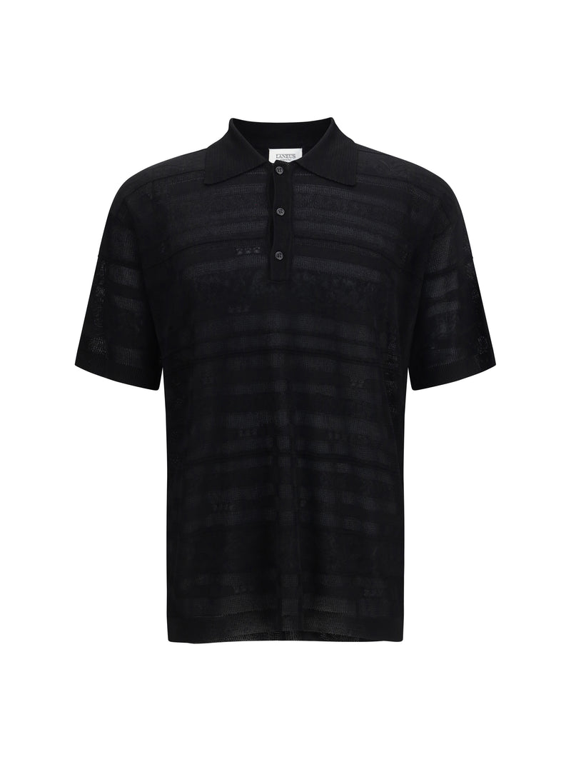 Laneus Laneus Lightweight Jacquard Polo Black Men - World Class Fashion