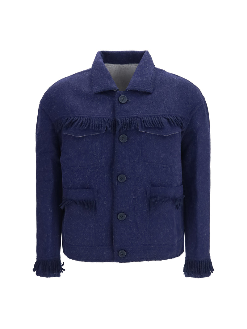 Baziszt Baziszt Vedu Reversible Alpaca Wool Jacket Navy & Gray - World Class Fashion
