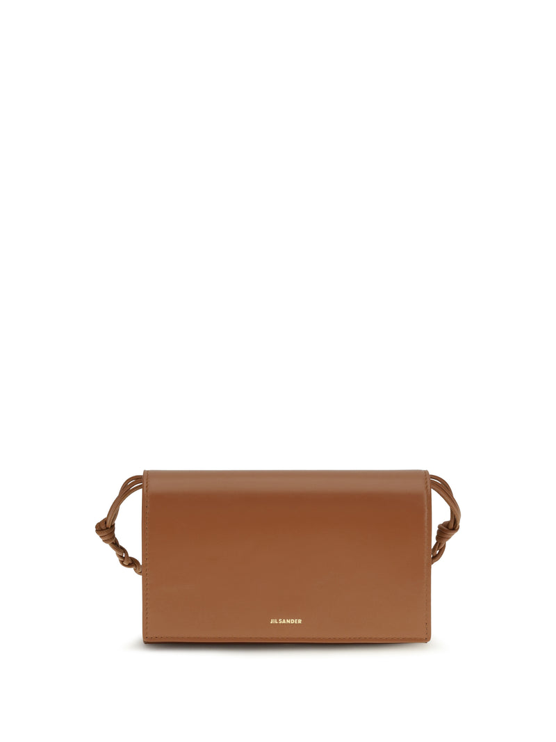 Jil Sander Jil Sander Tangle Wallet with Shoulder Strap Tan - World Class Fashion