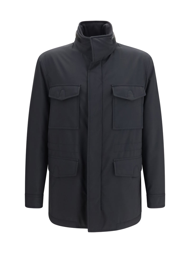 Brioni Brioni Performa Wool Blend Sahariana Jacket Midnight Blue - World Class Fashion
