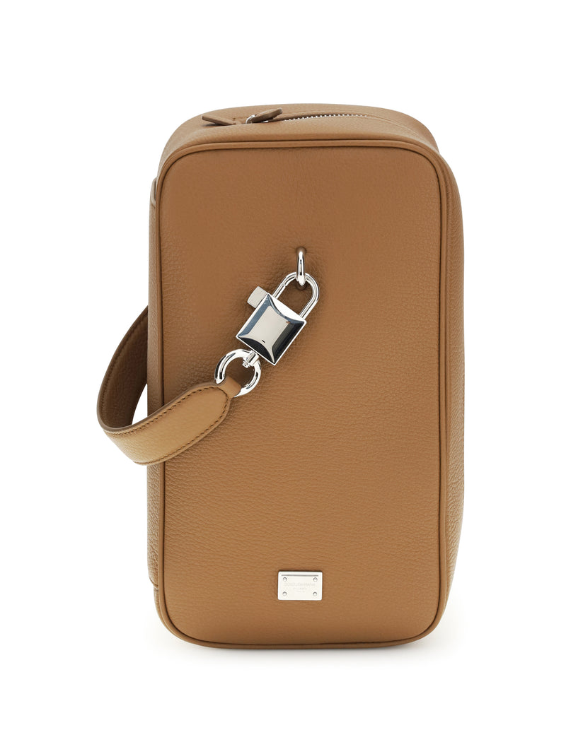 Dolce & Gabbana Dolce & Gabbana Lock Leather Handbag Caramello - World Class Fashion