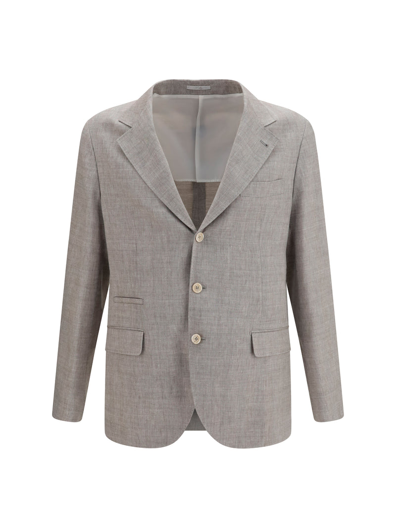 Brunello Cucinelli Brunello Cucinelli Deconstructed Linen Wool Jacket Brown - World Class Fashion
