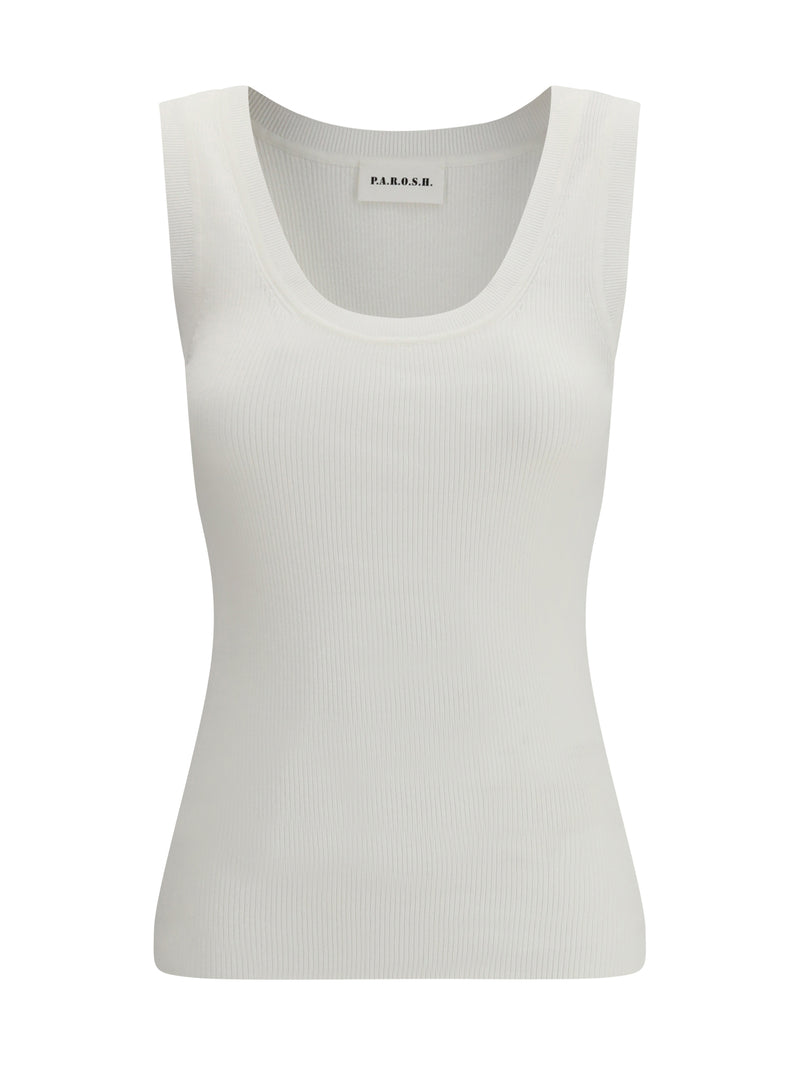 P.a.r.o.s.h. P.a.r.o.s.h. Ribbed Tank Top Panna - World Class Fashion