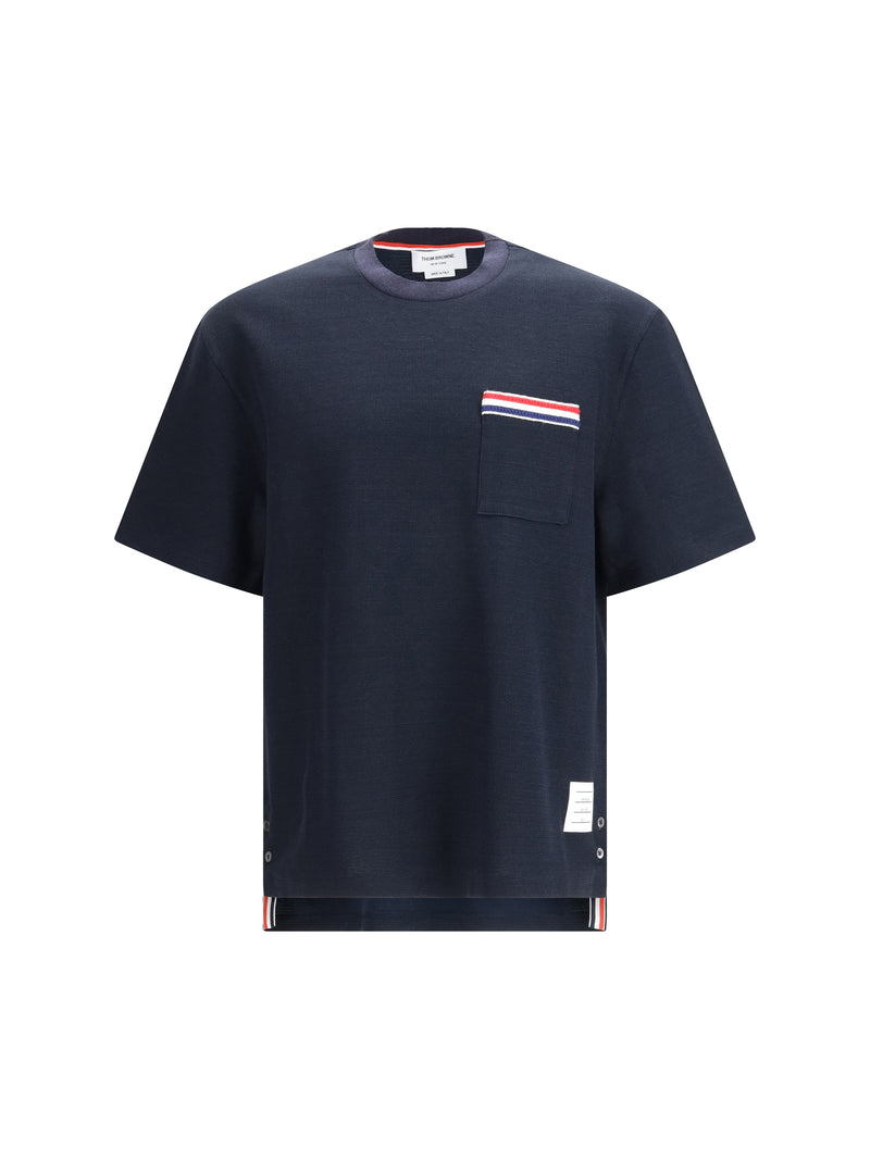 Thom Browne Thom Browne Cotton-linen T-shirt Navy Men - World Class Fashion