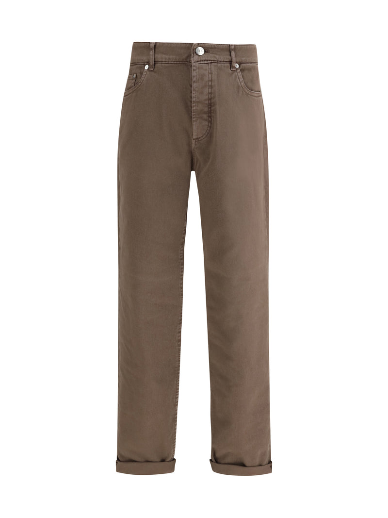 Brunello Cucinelli Brunello Cucinelli Jeans With Turn-up Hem Nocciola - World Class Fashion