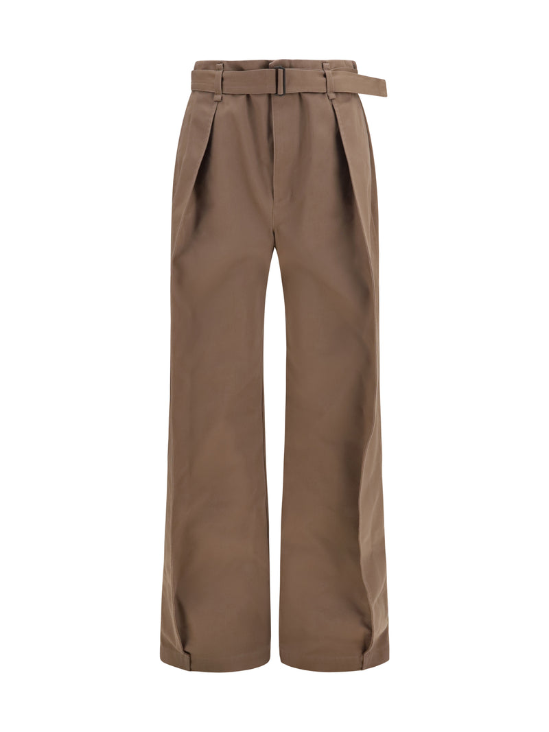 Lemaire Lemaire Rounded Poly-cotton Twill Pants Chestnut - World Class Fashion