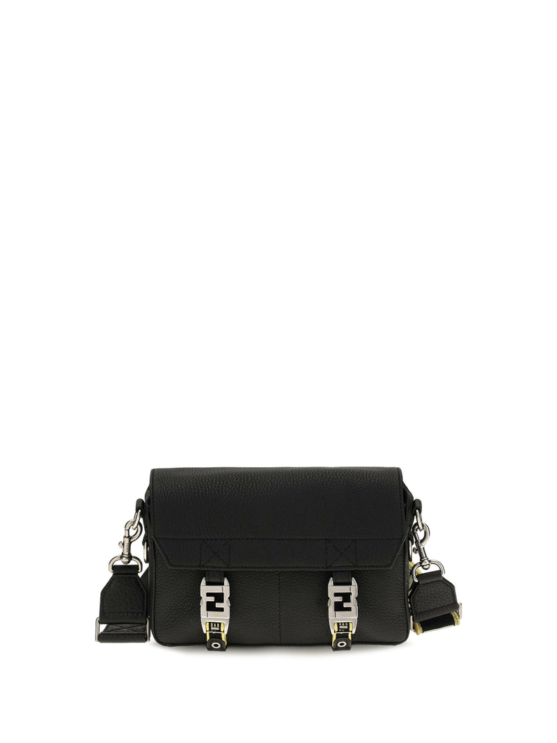 Fendi Fendi Flow Romano Leather Crossbody Bag Nero - World Class Fashion