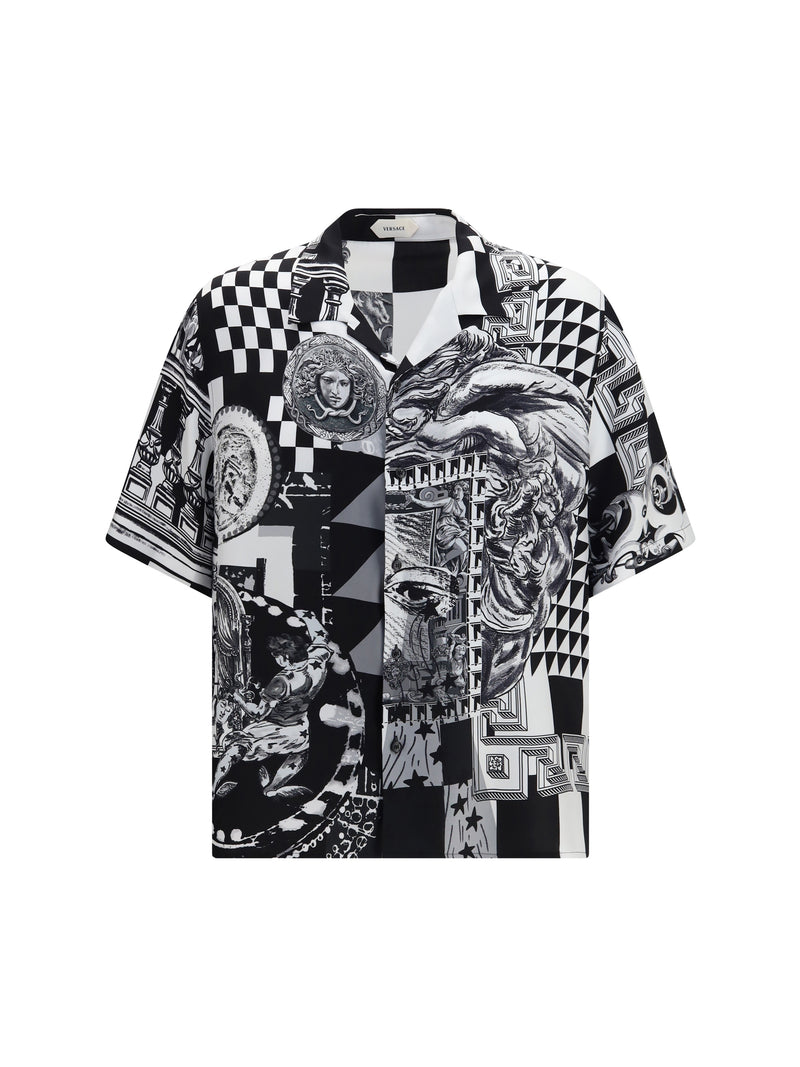 Versace Versace Medusa Collage Silk Twill Shirt Black/White - World Class Fashion
