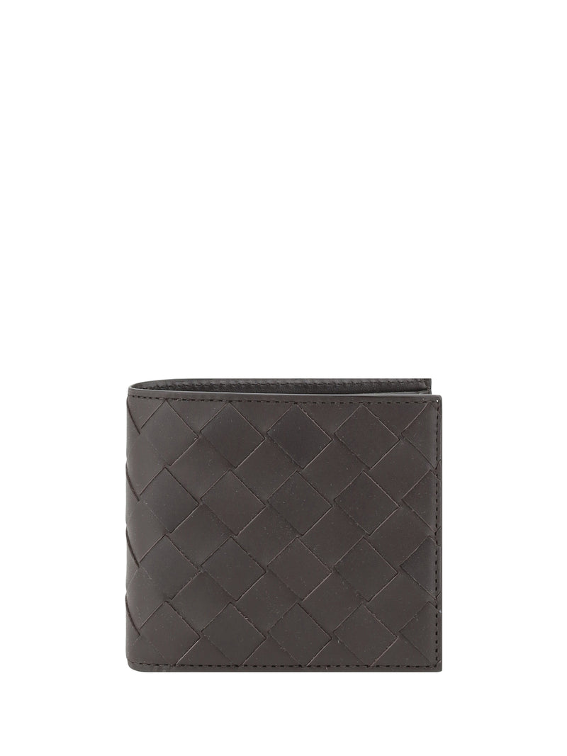 Bottega Veneta Bottega Veneta Bifold Leather Intrecciato Wallet Dark Brown - World Class Fashion