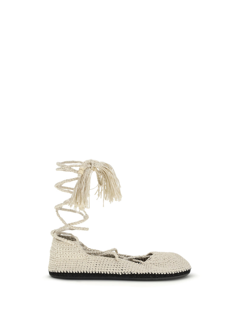 Alanui Alanui The Sound Of The Sea Lace-up Ballerinas Arpa Black - World Class Fashion