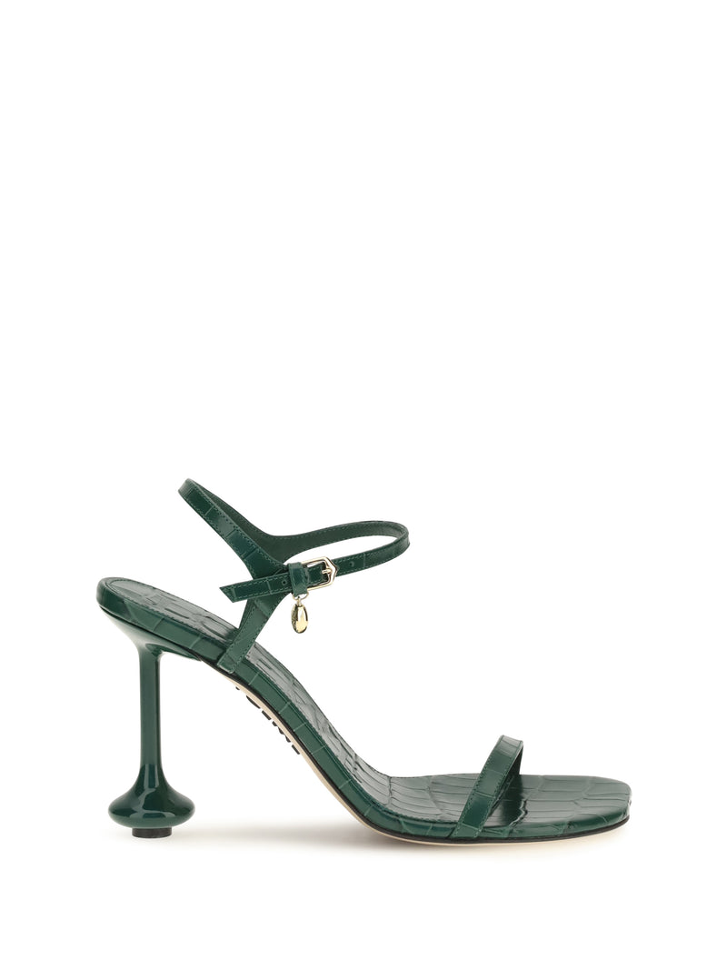 Loewe Loewe Toy Crocodile-embossed Leather Sandals Emerald Green - World Class Fashion