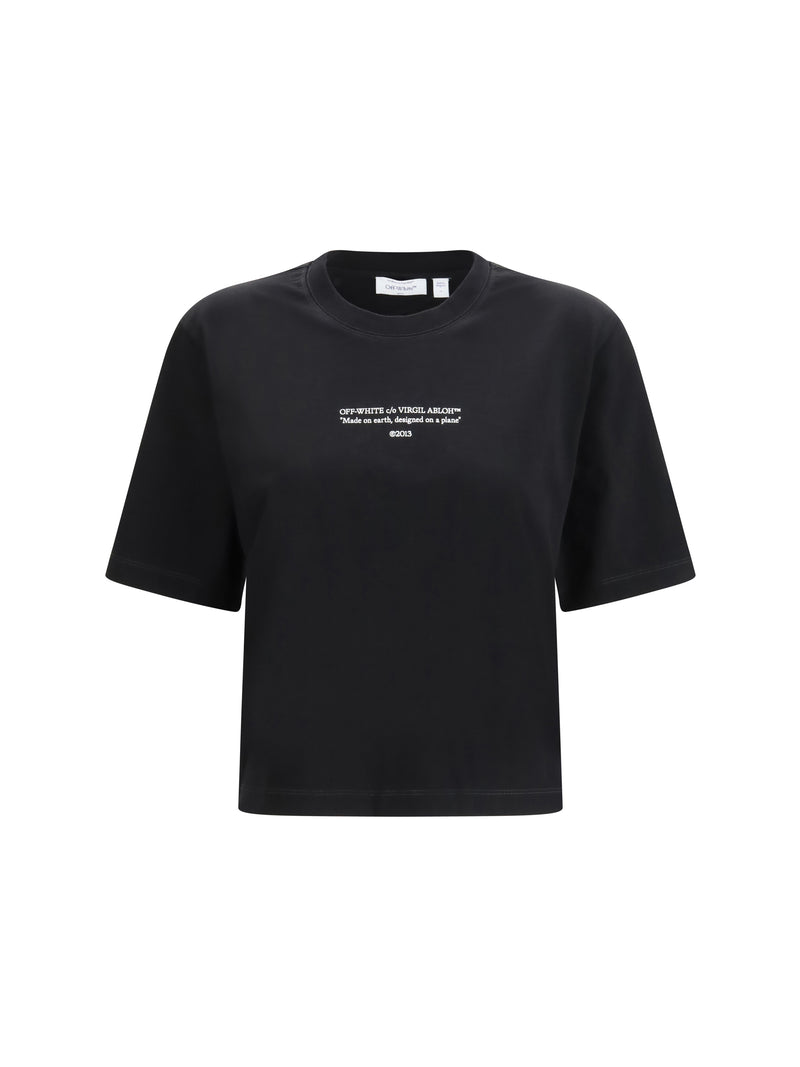 Off-white Off-white Made On Earth, Designed On A Plane T-shirt Black-White - World Class Fashion