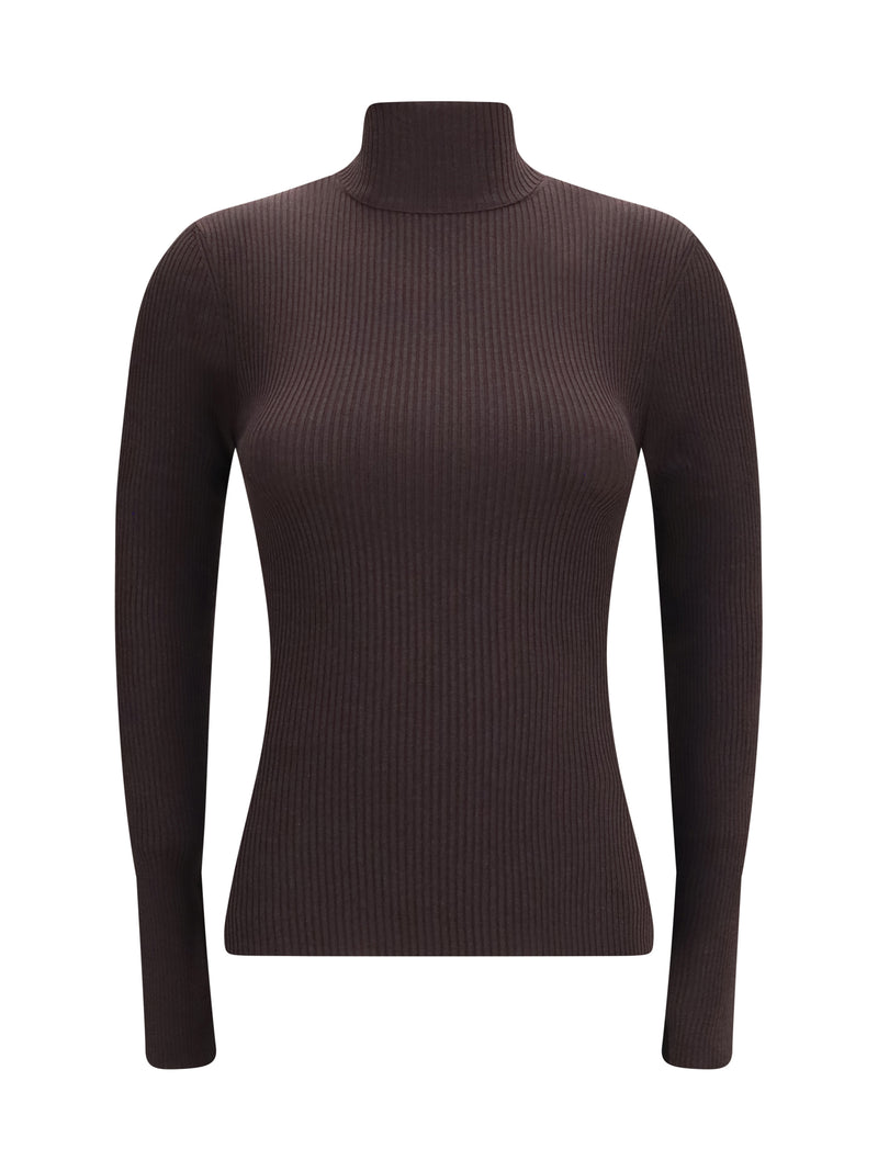Wolford Wolford Long-sleeve Wool Sweater Dark Wood - World Class Fashion