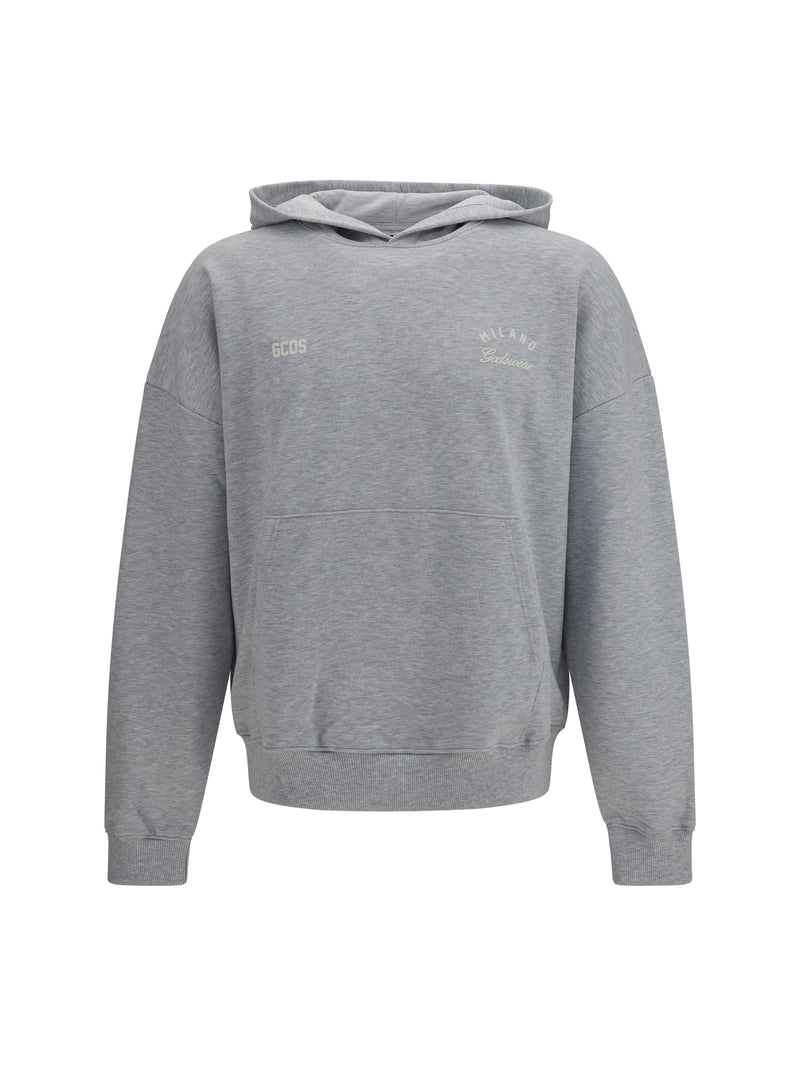 Gcds Gcds Hooded Sweatshirt Back Band Logo Vapor Grey/Pink - World Class Fashion