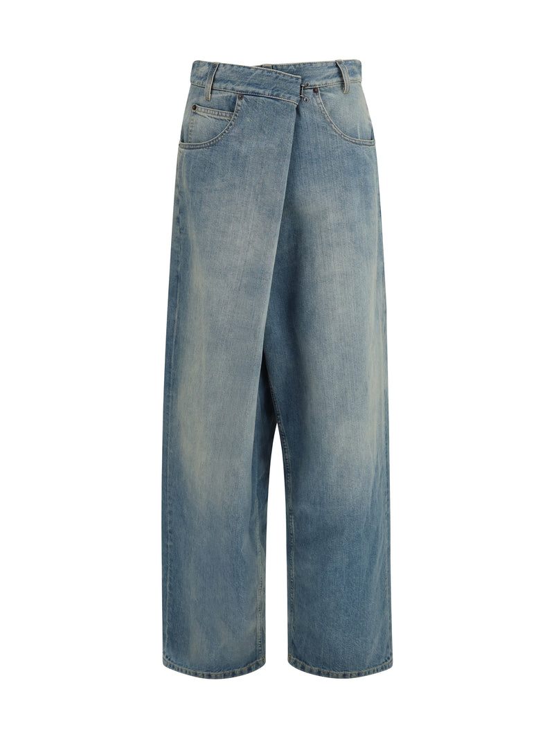 Margiela Margiela Wrap Wide-leg Jeans Old Blue - World Class Fashion