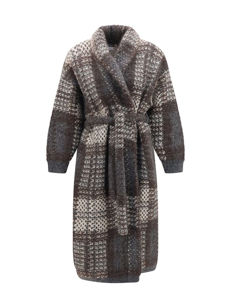 Brunello Cucinelli Brunello Cucinelli Macrocheck Mohair Blend Coat Avorio - World Class Fashion