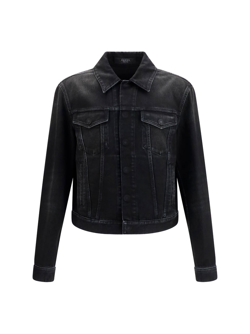 Gucci Gucci GG Jacquard Denim Jacket Black Men - World Class Fashion