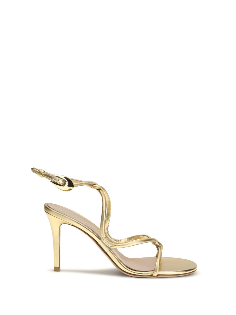 Gianvito Rossi Gianvito Rossi Jungle Mamba Metallic Leather Sandals Gold - World Class Fashion