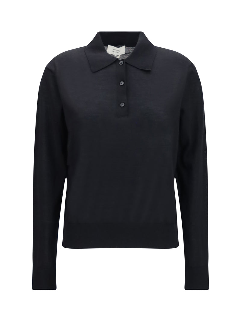 Loulou De Saison Loulou De Saison Miles Long-sleeve Fine-knit Polo - World Class Fashion