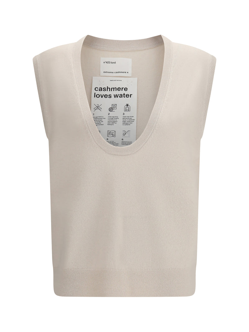 Extreme Cashmere Extreme Cashmere N°423 Lord Sleeveless Sweater Bone - World Class Fashion