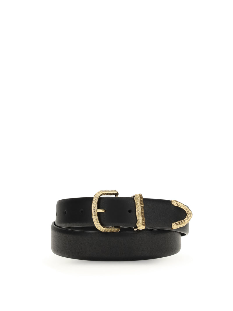 Pinko Pinko Leather Belt Nero-Antique Gold Women - World Class Fashion
