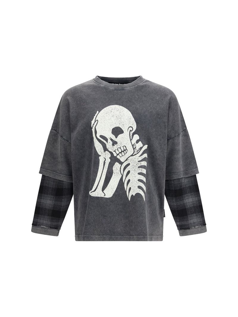 Palm Angels Palm Angels Skull Double Long-sleeved Shirt Black Off White - World Class Fashion