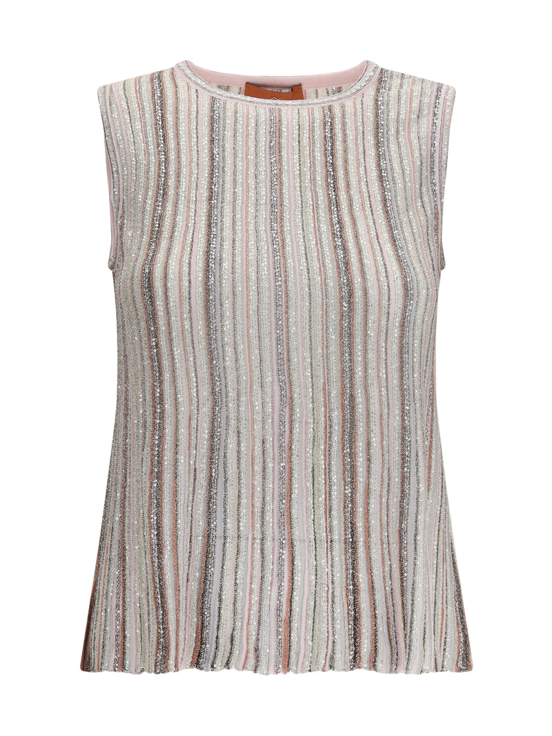 Missoni Missoni Sleeveless Ribbed Sequin Top Pink - World Class Fashion
