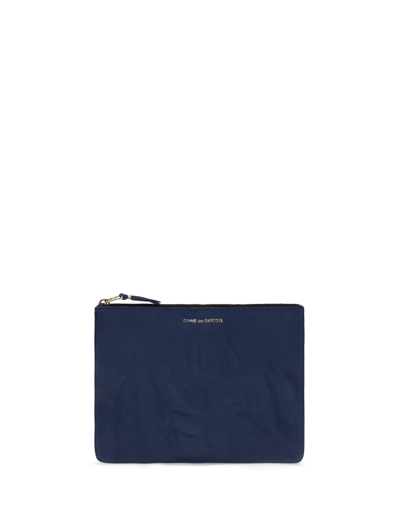 Comme Des Garçons Wallet Comme Des Garçons Vintage-effect Leather Pouch Navy - World Class Fashion
