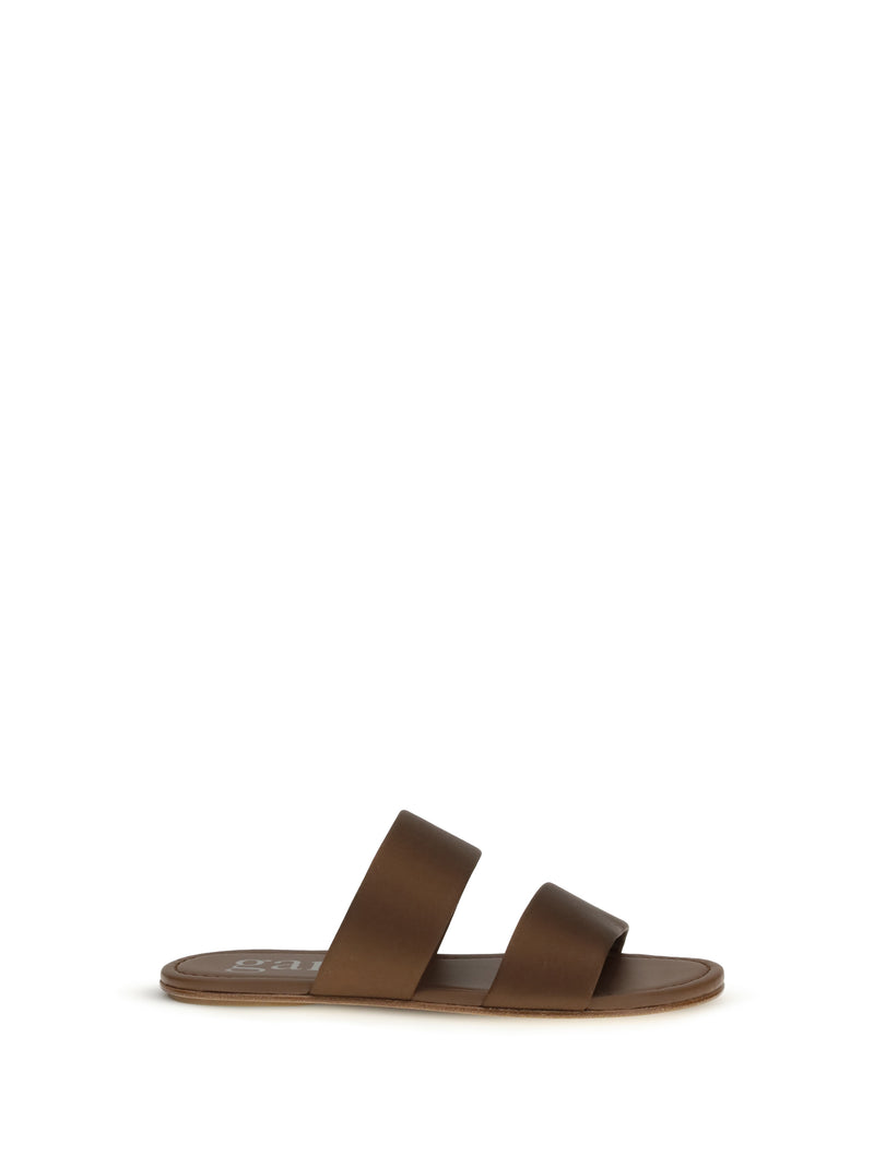 Pedro García Pedro García Double-band Satin Sandals Nutmeg Satin - World Class Fashion