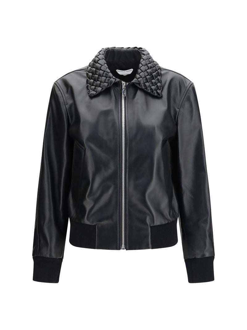 Bottega Veneta Bottega Veneta Glossy Leather Padded Jacket Double Black - World Class Fashion