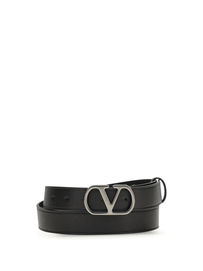 Valentino Garavani Valentino Garavani Vlogo Signature Leather Belt Nero - World Class Fashion