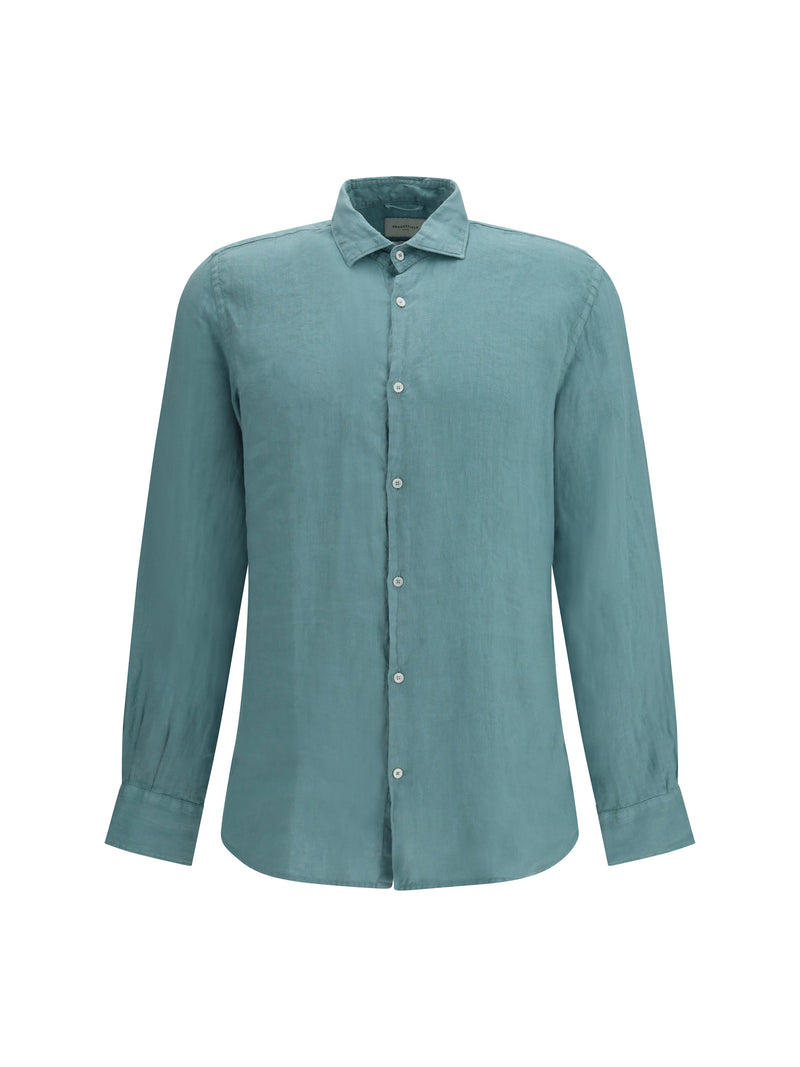 Brooksfield Brooksfield Linen Shirt Peacock - World Class Fashion