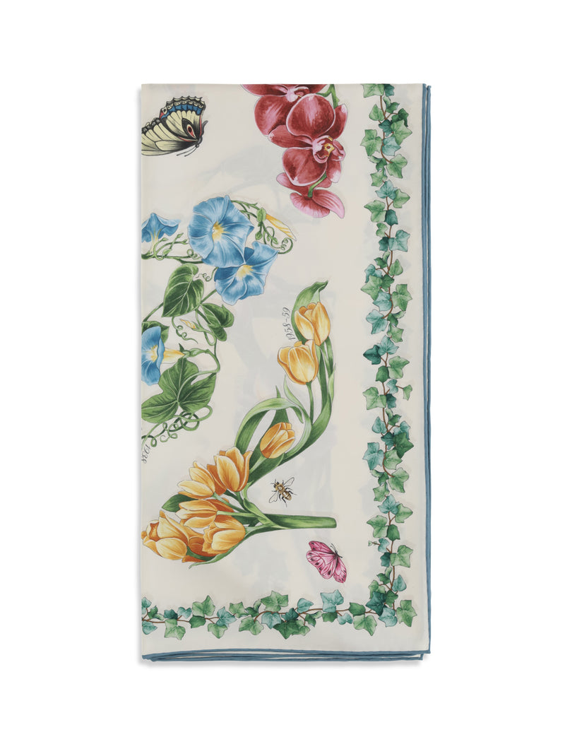 Ferragamo Ferragamo Eden Print Silk Scarf Avorio/Azzurro - World Class Fashion