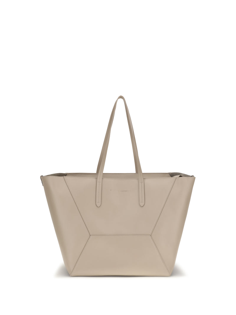 Brunello Cucinelli Brunello Cucinelli Leather Tote Bag Moonbeam - World Class Fashion