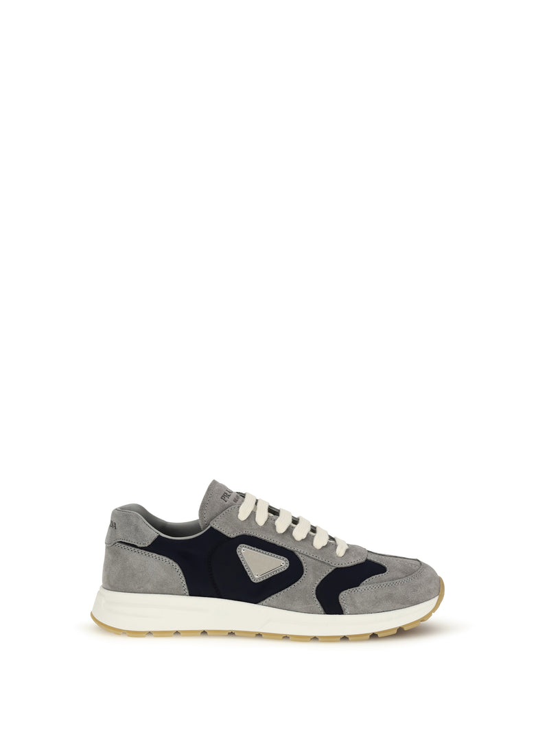 Prada Prada Prax Sneakers Suede Re-Nylon Granito+Blu - World Class Fashion