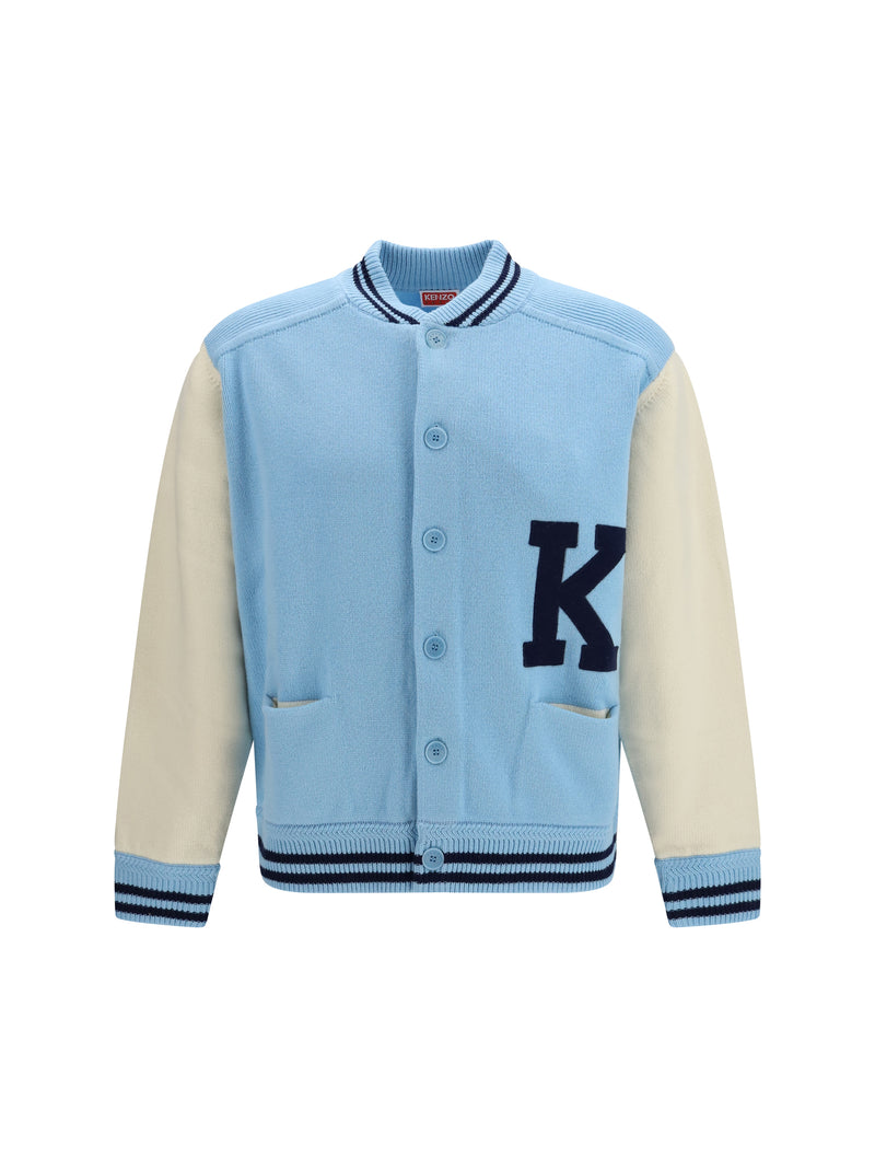 Kenzo Kenzo Varsity Wool Cardigan Light Blue Men - World Class Fashion