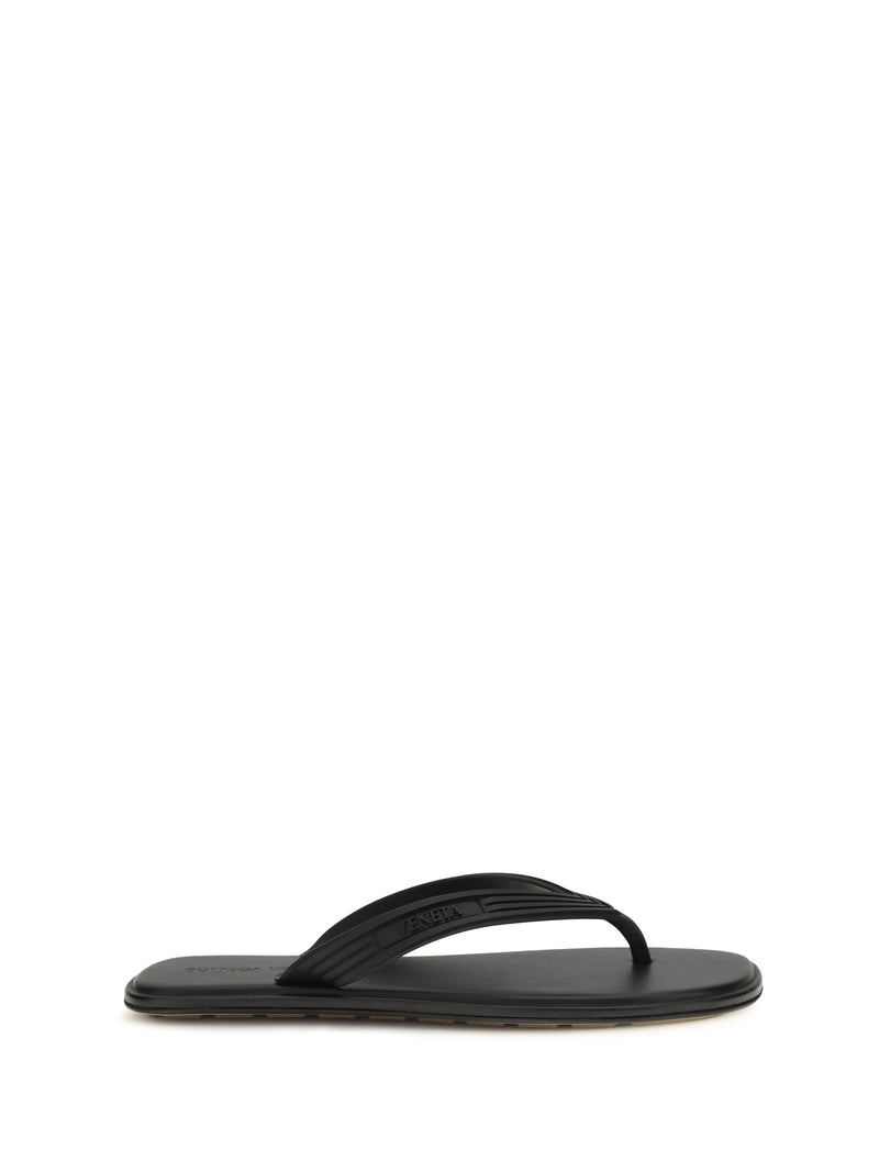 Bottega Veneta Bottega Veneta Sampieri Thong Slippers Black - World Class Fashion